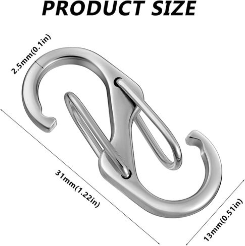 12 قطعة حلقة تسلق معدنية كليب مشبك قفل الربيع المفاجئة S السنانير DIY بها بنفسك مفتاح سلسلة ظهره سستة كليب محفظة المفاتيح in Kuwait
