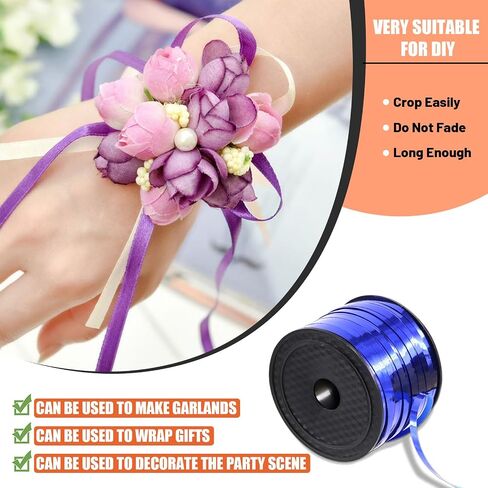 9Pcs Wide Curling Ribbon Set, 800 Yards Total Assorted Colors Wrapping Curling Ribbon, Crimped Balloon Ribbon String Ideal for Gift Box Wrapping, Party Birthday Decorations, Christmas Decor in Saudi Arabia