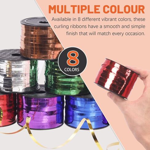 9Pcs Wide Curling Ribbon Set, 800 Yards Total Assorted Colors Wrapping Curling Ribbon, Crimped Balloon Ribbon String Ideal for Gift Box Wrapping, Party Birthday Decorations, Christmas Decor in Saudi Arabia