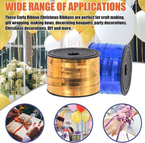 9Pcs Wide Curling Ribbon Set, 800 Yards Total Assorted Colors Wrapping Curling Ribbon, Crimped Balloon Ribbon String Ideal for Gift Box Wrapping, Party Birthday Decorations, Christmas Decor in Saudi Arabia