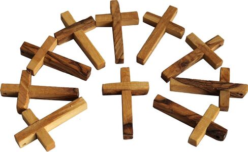 Holy Land Market TEN 50x30 mm olive wood rosary cross (2x1.2) (10 olive wood Crosses as shown) in Saudi Arabia