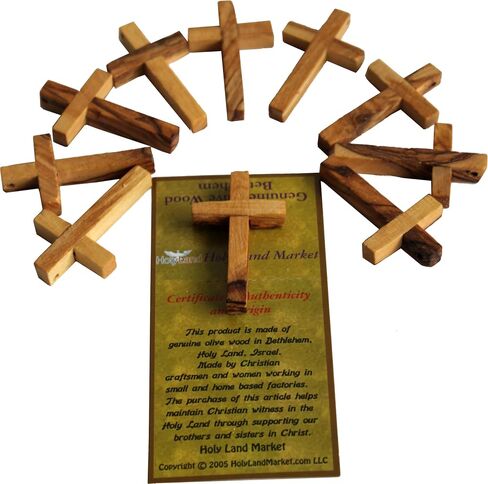 Holy Land Market TEN 50x30 mm olive wood rosary cross (2x1.2) (10 olive wood Crosses as shown) in Saudi Arabia