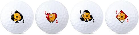 كرات جولف KAKAO FRIENDS GOLF R4، غطاء يوريثان 4 قطع، تحكم فائق في الدوران والكرة، تي شيرت جولف مطبوع (1 دزينة، 12 كرة) in Kuwait