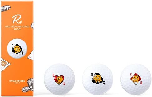 كرات جولف KAKAO FRIENDS GOLF R4، غطاء يوريثان 4 قطع، تحكم فائق في الدوران والكرة، تي شيرت جولف مطبوع (1 دزينة، 12 كرة) in Kuwait