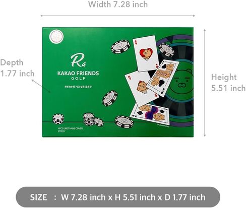 كرات جولف KAKAO FRIENDS GOLF R4، غطاء يوريثان 4 قطع، تحكم فائق في الدوران والكرة، تي شيرت جولف مطبوع (1 دزينة، 12 كرة) in Kuwait
