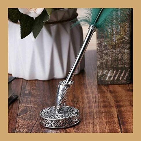 1Pcs Vintage Round Metal Insertion Pen Holder Feather Quill Dip Pens Base for School Office Supplies Student Gift in Saudi Arabia