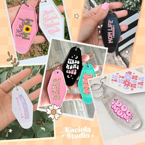 مجموعة 40 قطعة من سلاسل مفاتيح الفندق، 10 سلاسل مفاتيح فارغة، ملصق للأشعة فوق البنفسجية وبطاقات عرض سلسلة المفاتيح وحقائب سلسلة المفاتيح متضمنة، 5 ألوان مضحكة لصنع سلسلة مفاتيح فندقية عتيقة لسلسلة مفاتيح من الفينيل DIY هدية سلسلة مفاتيح in Kuwait