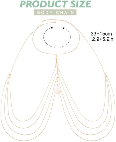 ريتان الذهب بيكيني سلسلة الجسم الشاطئ البرازيلي سلاسل الطبقات الصدر سلسلة الأزياء الجسم تسخير سلسلة للنساء in Kuwait