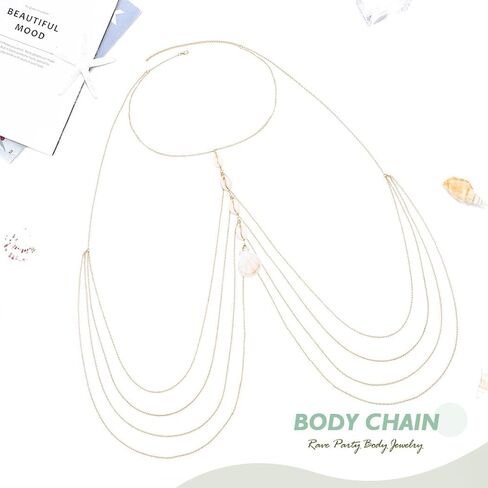 ريتان الذهب بيكيني سلسلة الجسم الشاطئ البرازيلي سلاسل الطبقات الصدر سلسلة الأزياء الجسم تسخير سلسلة للنساء in Kuwait