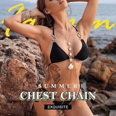 ريتان الذهب بيكيني سلسلة الجسم الشاطئ البرازيلي سلاسل الطبقات الصدر سلسلة الأزياء الجسم تسخير سلسلة للنساء in Kuwait