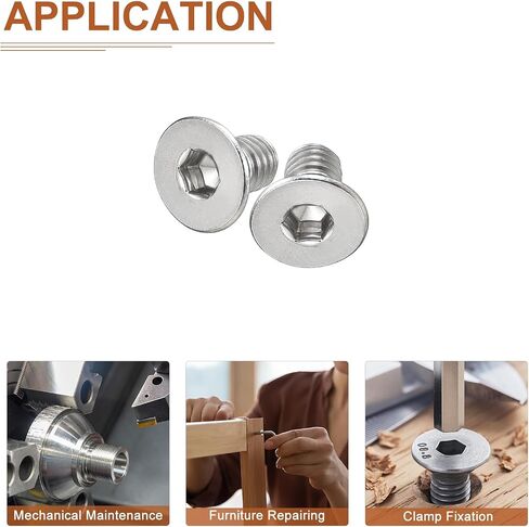 M6-1 × 10 مم مسامير غطاء مقبس الرأس المسطح، 12 حزمة 304 مسامير سداسية من الفولاذ المقاوم للصدأ ذات رأس مسطح، خيط كامل، مسامير غاطسة in Kuwait