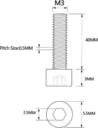 M3 x 12MM Hexagon Socket Head Cap Screws, Full Thread,Bright Surface,Stainless Steel,Hexagon Socket Head Cap Bolts (Metric, 100Pcs, M3X12mm, Silver) in Saudi Arabia