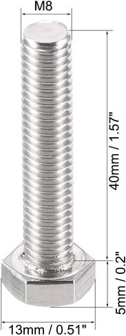 uxcell M8x40mm Hex Bolts 304 Stainless Steel Hexagon Left Hand Screw Bolt 2pcs in Saudi Arabia