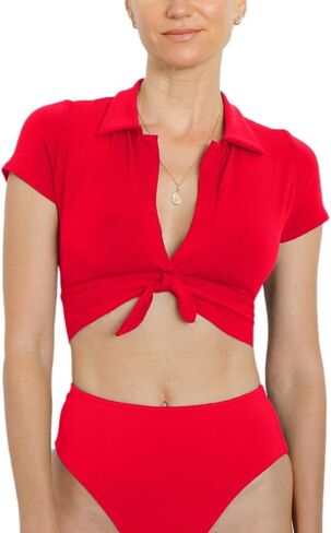 Robin Piccone Women's Standard Ava T Shirt with Collar in Saudi Arabia