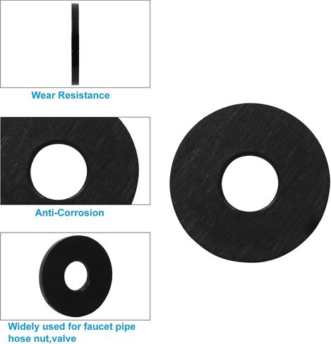 50Pcs Black Plastic Replacement Washer 0.71''/18mm OD,0.06'' Thickness M6 Nylon Flat Washer Gasket for Faucet Pipe Water Hose in Saudi Arabia