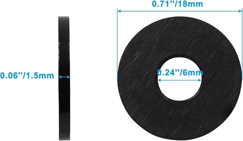 50Pcs Black Plastic Replacement Washer 0.71''/18mm OD,0.06'' Thickness M6 Nylon Flat Washer Gasket for Faucet Pipe Water Hose in Saudi Arabia