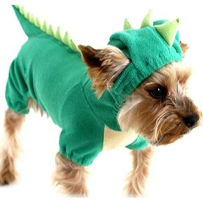 MEATCARE Dog Dinosaur Pattern Clothing Green Pet Clothing Suitable for Small and Medium Sized (Large)