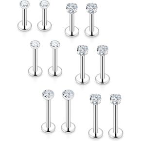 16G Lip Rings For Women Stainless Surgical Steel Labret Jewelry Monroe Lip Ring Medusa Piercing Jewelry Tragus Helix Cartilage Forward Earring Piercing Jewelry For Women 6MM 8MM 10MM 6 Pairs