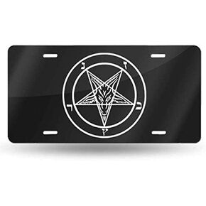 License Plate Frames Goat of Mendes Pentagram Satan Satanic Baphomet License Plates Personalized License Plates Aluminum License Plate