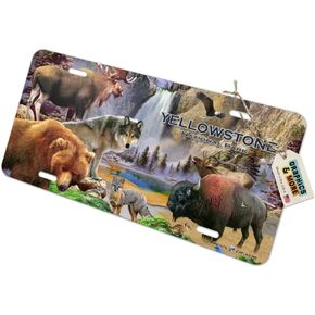 GRAPHICS & MORE Yellowstone National Park Wyoming Montana Idaho Animals Wolf Bear Fox Bison Novelty Metal Vanity Tag License Plate