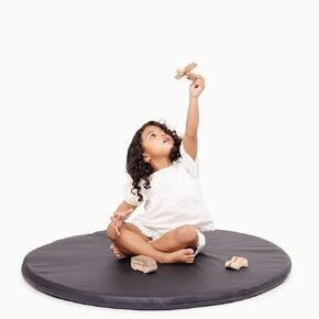 Baby Play Mat - Premium Padded Round Floor Mat by Gathre, Wipeable & Water Resistant Play Pad for Kids, Toddlers, and Babies, Foldable and Soft Circle Crawling Playmat (36 x 36 x 1.5 inches, Camel)