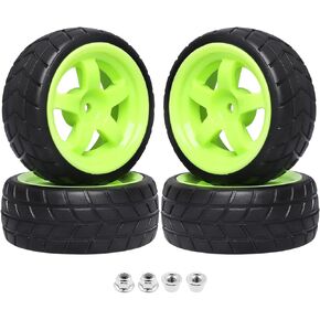 (Non-Glued) RC Touring Tires and Wheels set for 1/18 Traxxas Latrax Teton 1/10 On-Road 4-Tec 2.0 3.0 Tamiya TT02 TT01, Set of 4