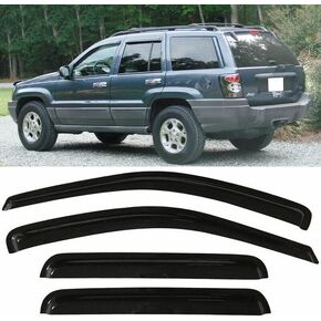 Original 4pcs Window Shade, Outside Mount Tape-On Rain Guards Set, Nice Side Window Visors Compatible with 1999 2000 2001 2002 2003 2004 Jeep Grand Cherokee All Models 94650