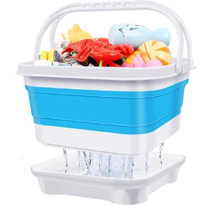 Bath Toy Storage Organizer, Foldable Bathtub Toy Holder Storage with Removable Base for Draining Drying, Bathroom Shower Toy Holder Baby Bath Toy Basket for Easy Storage