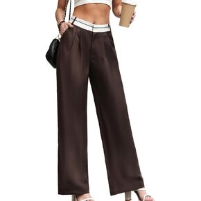 HOTIAN Womens High Waisted Wide Leg Pants Business Office Casual Trousers Pants Straight Suit Pants