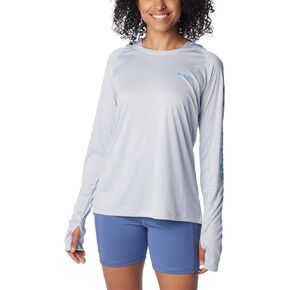 Columbia Women's Tidal Tee Hoodie, Cirrus Grey/Ocean Blue Logo, Small