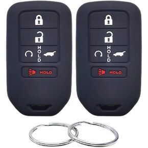 Silicone Rubber Key Fob Cover Compatible with 2015-2021 Honda Accord CR-V Civic Insight Passport Pilot ACJ932HK1310A KR5V2X A2C92005700 A2C81642600 216J-HK1310A HK1310A Black Black