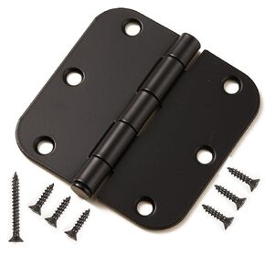 18 Pack Matte Black 3.5 Inch Door Hinges with 5/8 Radius Corner (Matt Black)