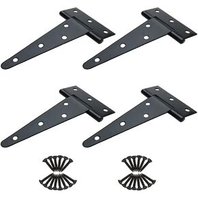 6 inch T Strap Hinges, Heavy Duty T-Strap Shed Door Hinges Gate Hinges, Tee Hinge for Wooden Fences,Yard Door,Barn Door Gates, Wrought Rustproof 4PCS