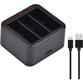 Batmax Fast 3-Slots Charge Hub Charger with Type C Port for Insta360 Ace and Ace Pro Camera Battries (Battery Not Included)