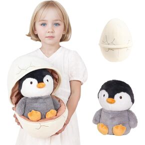 2024 New Penguin Egg Plush Pillow, 13in Surprise Zip-Up Egg Hideaway Penguin Stuffed Animal, Cute Stuffed Toys for Boys and Girls Birthday Gifts (Penguin+Egg)