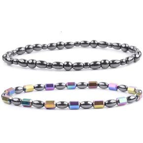 2pcs Anklet Hematite Relieve Joint Pain Healing Therapy Healthy Foot Anklet for Women Men-Style 3