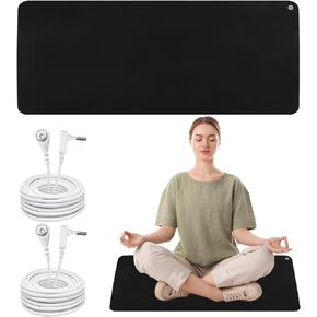 ZYNERY Earth and Moon Grounding Mat, Grounding Mat Kit, Upgrade Grounding Mats with 2 Pcs 16 ft Grounding Cords, Grounding Pad for Bed, Sleep, Yoga, Computer, Pet, Relieve Stress - 31.5x15.7 Inch