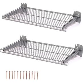 lesolar 2Pcs Metal Slat Wall Shelves 12 x 24 inch Wall Mounted Storage Shelf for Slatwall Accessories Garage Organizer for Shoes Baseball Glove Sundries in Kuwait