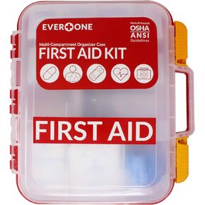 354 Piece Hard Case First Aid Kit, Exceeds OSHA and ANSI Guidelines for 100 People, Fully Organized with Wall Mount for Business, Worksite, School, Vehicle and/or Home