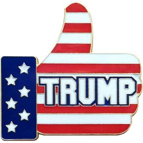 Donald Trump Thumbs Up Pin - Made in USA - President Trump Gift, Metal Enamel Button on American Flag