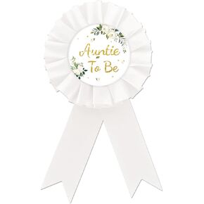 Auntie To Be Tinplate Badge Pin, Greenery Auntie To Be Button Pin, White Rosette Badge Pin for Baby Shower, Brooch Buttons for Gender Reveal/Pregnancy Announcement Themed Party