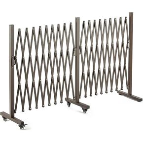 Aluminum Expandable Portable Barricade Gate with Casters Expansion Size 201×15.2×40.6 inches Garden Fence, Brown