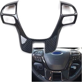 Carbon Fiber Color Steering Wheel Frame Decorator Cover Trim Fit for Ford Ranger Accessories 2019 2020 2021