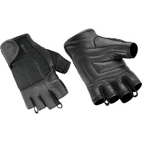 Hugger Men's Super Soft Deer Soft Fingerless Leather Summer Touring Choppers Motorcycle Riding, Driving Gloves