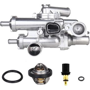 68003582AB Thermostat Housing Assembly Upgraded Aluminium 902-319 Fit for Dodge Avenger Journey Caliber Jeep Patriot Compass Chrysler 200 Sebring 2007-2017 1.8L 2.0L 2.4L Replaces 6508355AA, 4884571AB