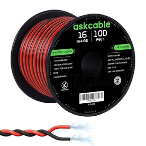 12Gauge 50FT Electrical Wire Cable Flexible Wire Extension Cord 12AWG Copper Clad Aluminum Copper Wire 2 Conductors Red Black Parallel Wire line Hookup LED Lighting Strips 12V/24V DC Cable