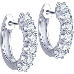 KSTYLE Moissanite Hoop Earrings for Women 1.2CT D Color-VVS1 Lab Created Diamond Hoops, S925 Sterling Silver Earrings 18K White Gold Plated Huggie Hoop Earrings, Hypoallergenic Earrings for Women