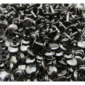 Gun Black Double Cap Rivets Plane Cap 12mm and Post 8mm Pack of 60 Sets