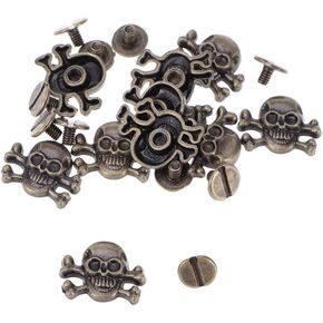 EXCEART 10pcs Rivets Ghost Studs Skull Head Studs Spikes Metal Screw Back Leather Punk Rivetsfor DIY Craft Leather Supplies Purse Clothes Skull Rivets Spike Decor Skull Rapid Rivets (Bronze)