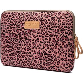 XSKN Canvas Fabric Stylish Leopard's Spots Print Style 7-15 Inch Laptop Sleeve Computer Protective Case Bag Cover for iPad/MacBook/Dell/HP/Lenovo etc. (Yellow, 15 inch & 2019 New MacBook Pro 16)